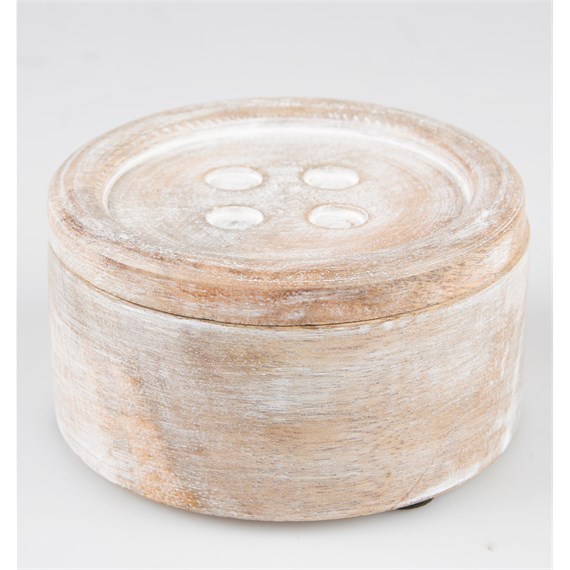Wooden Button Trinket Box Large