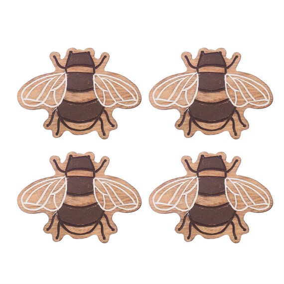 Wooden Bee Coasters - Set of 4