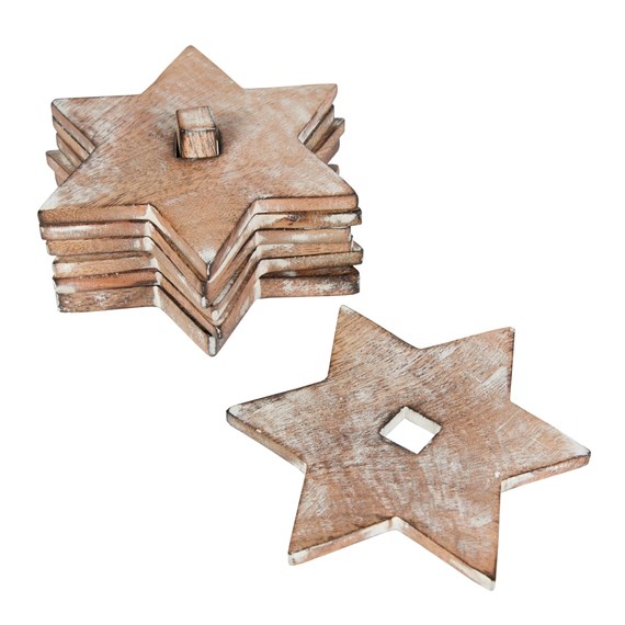 Rustic White Star Coasters - Set of 6