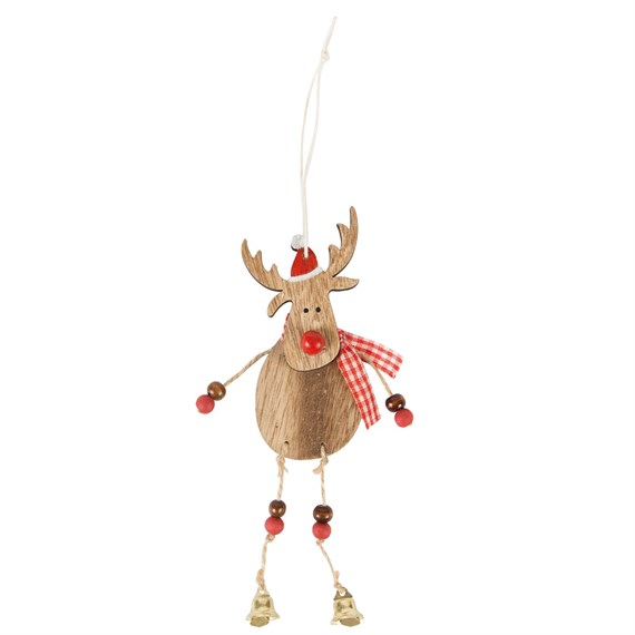 Reindeer Wooden Brown Hanging Decoration