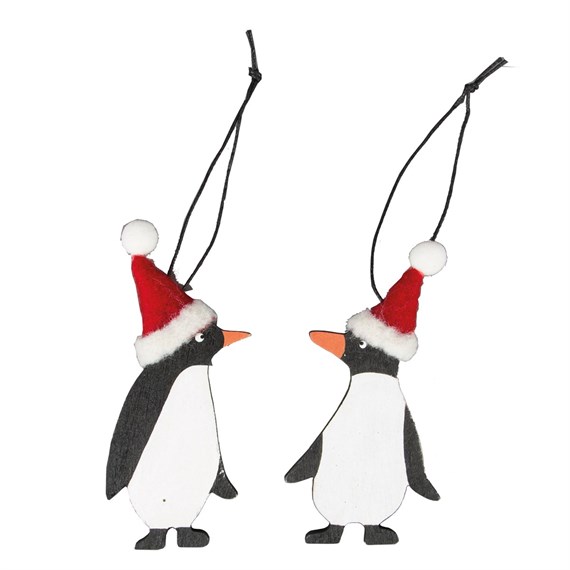 Festive Penguin with Hat Hanging Decoration Assorted