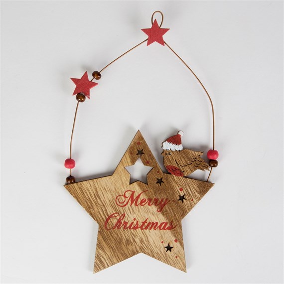 Merry Christmas Star with Robin Plaque