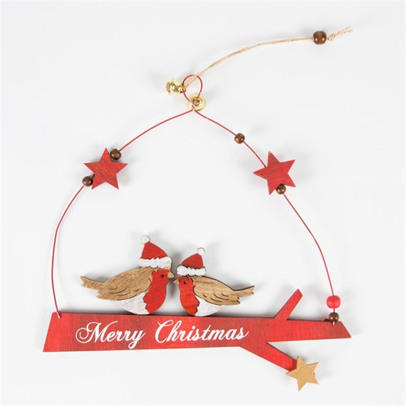 Merry Christmas Robins Hanging Decoration