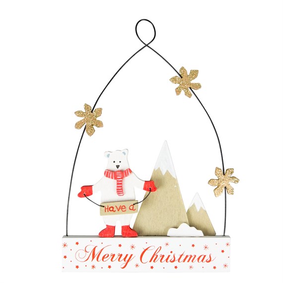 Merry Christmas Polar Bear & Mountains Plaque
