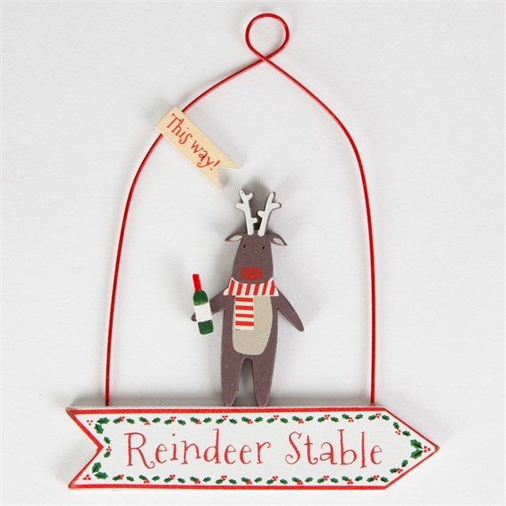 Boozy Reindeer Stable Arrow Christmas Decoration