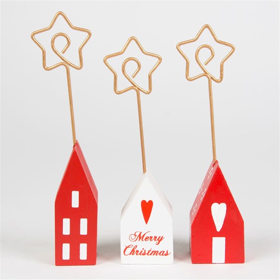 Red Christmas House Card Holder Assorted