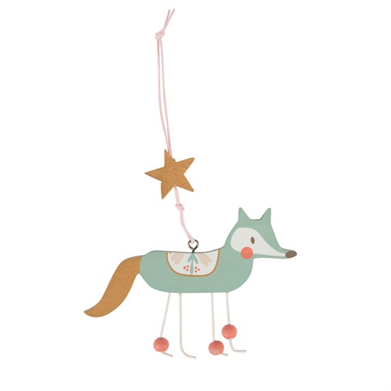 Blue Fox with Star Hanging Decoration