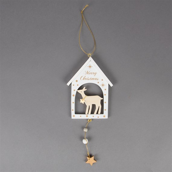 Merry Christmas Fawn Gold Hanging Decoration