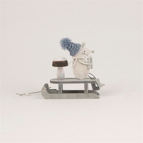 Mr Grey The Sleighing Mouse Standing Decoration