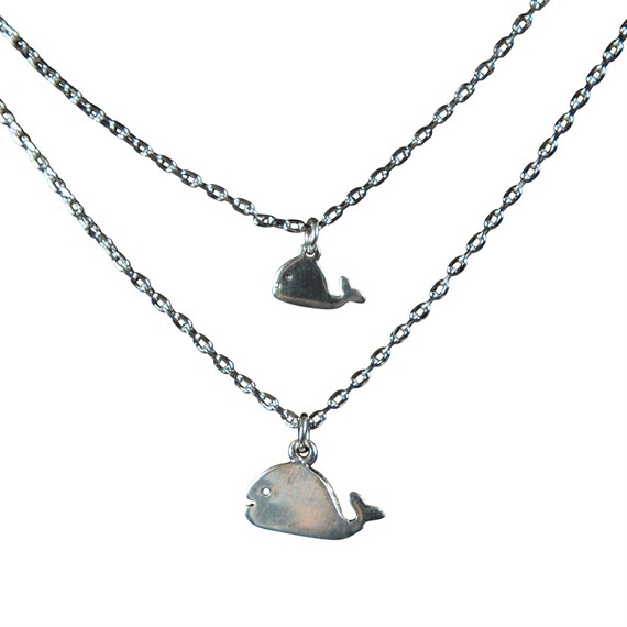Set of 2 Mother Daughter Whale Necklaces