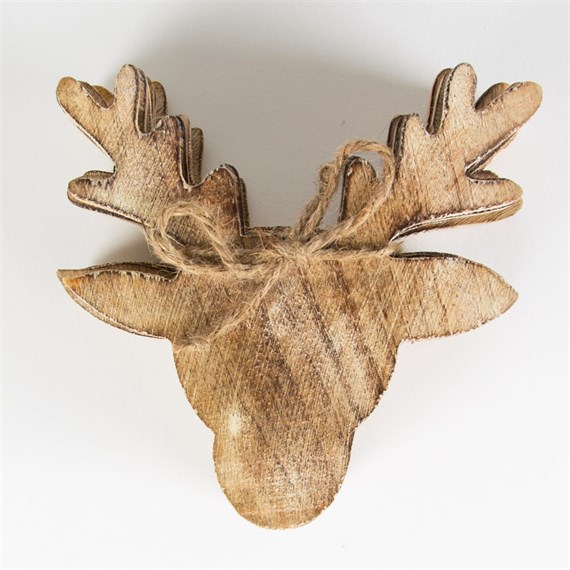 Wooden Stag Head Coasters - Set of 6