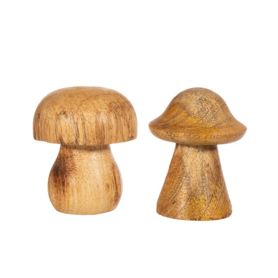 Natural Wood Mushroom Standing Decoration Small Assorted