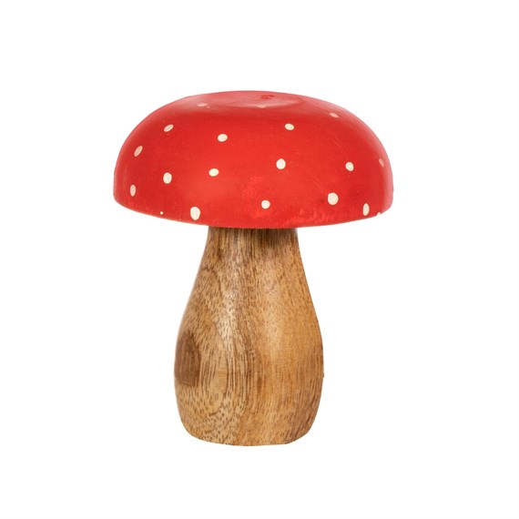 Red & White Wooden Mushroom Standing Decoration