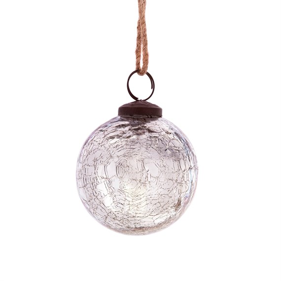 Silver Crackle Glass Bauble