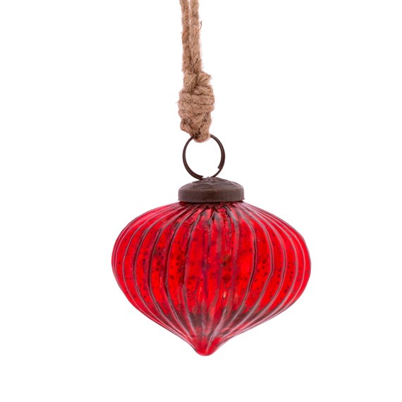 Red Crackle Glass Onion Bauble