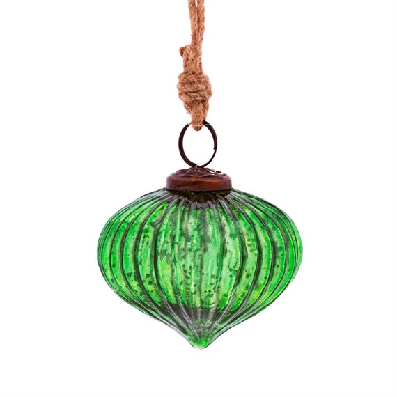 Green Crackle Glass Onion Bauble