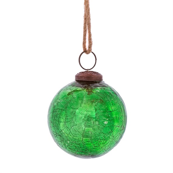 Green Crackle Glass Bauble
