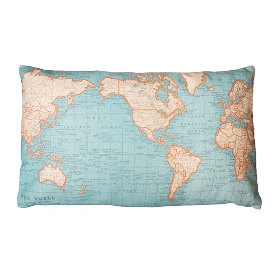 Around the World Map Cushion