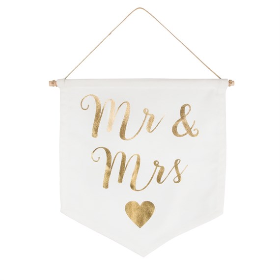 Mr & Mrs Gold Message Flag