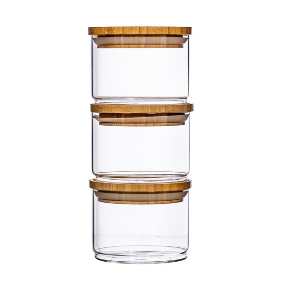 Stacking Glass Storage Jars -  Set of 3