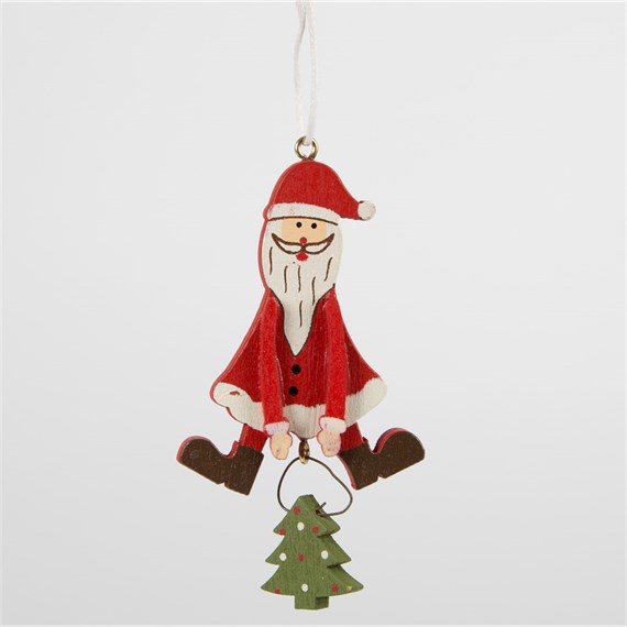 Mini Santa Holding Christmas Tree Hanging Decoration