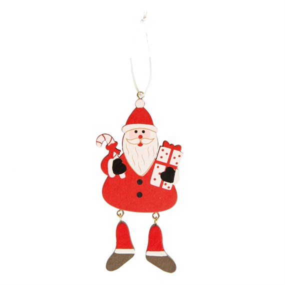 Santa with Present & Candy Cane Hanging Decoration