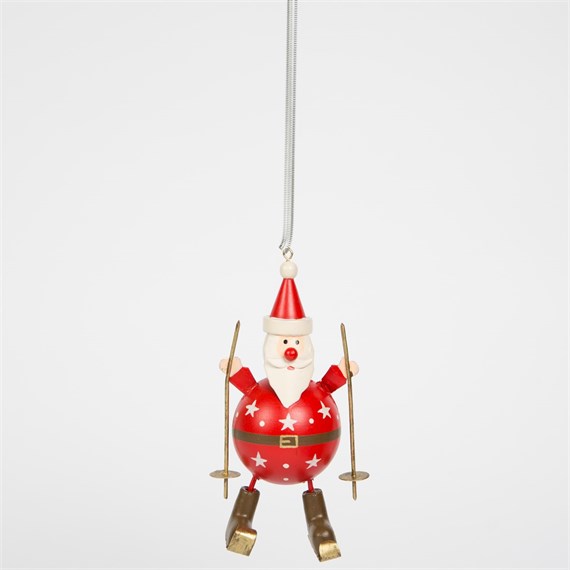 Santa with Skis Hanging Decoration