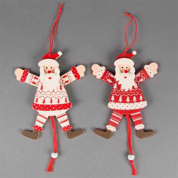 Dancing Nordic Santa Pull Along Decoration Assorted