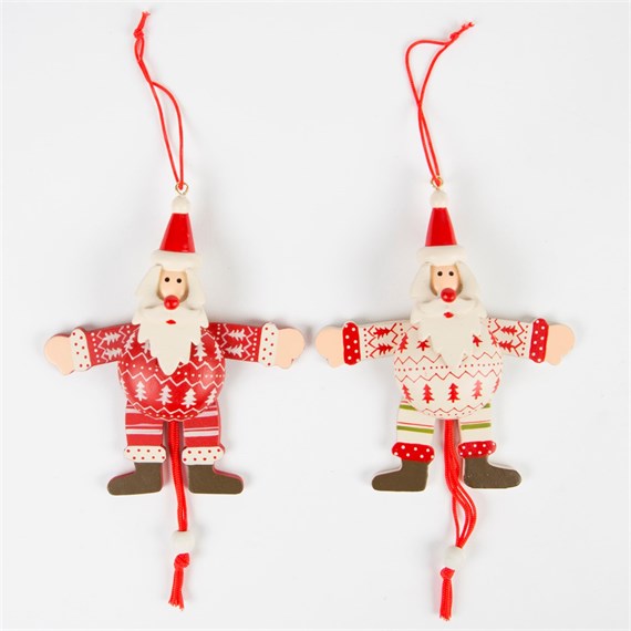 Dancing Round Nordic Santa Pull Along Decoration Assorted