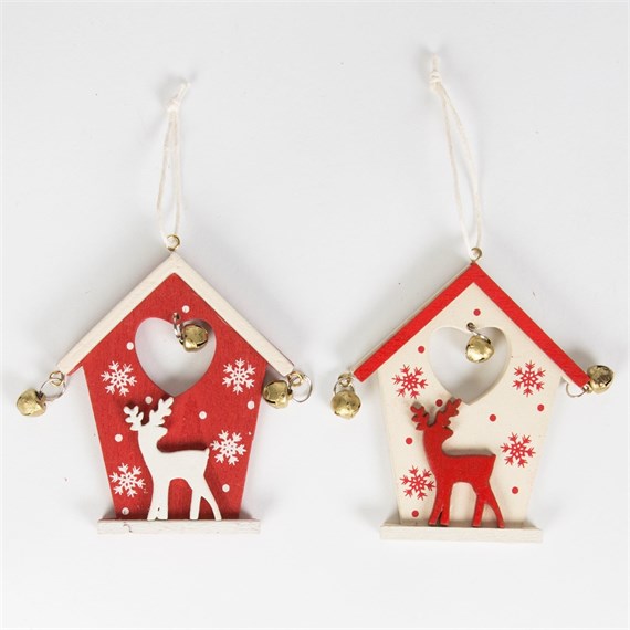 Christmas House with Reindeer Hanging Dec Assorted