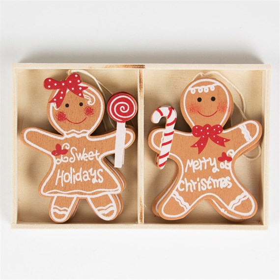 Set of 4 Christmas Messages Gingerbread Hanging Decorations