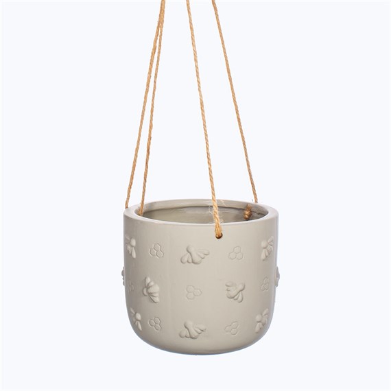Hanging Cement Planter with Bees