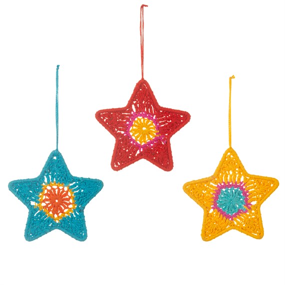 Crochet Colourful Star Decoration Assorted