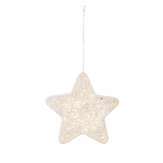 Ecru Crochet Star Hanging Decoration