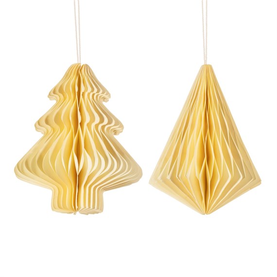 Off White Tree & Diamond Paper Honeycomb Hanging Decoration - Assorted