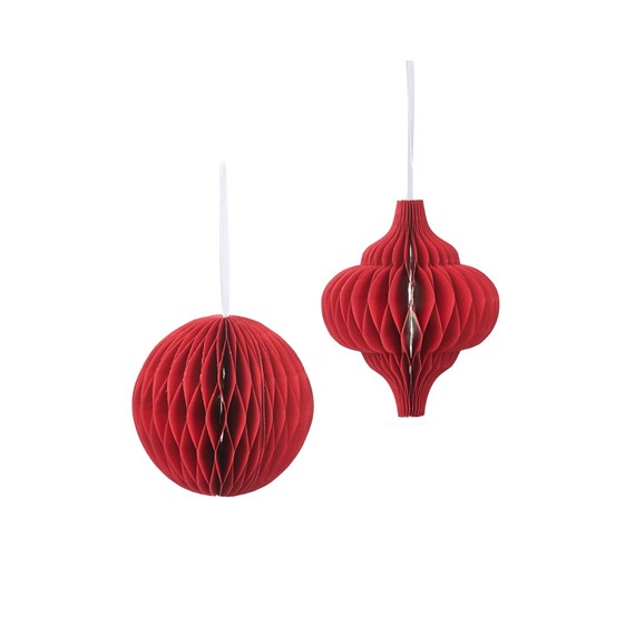 Red Honeycomb Paper Hanging Decorations Assorted