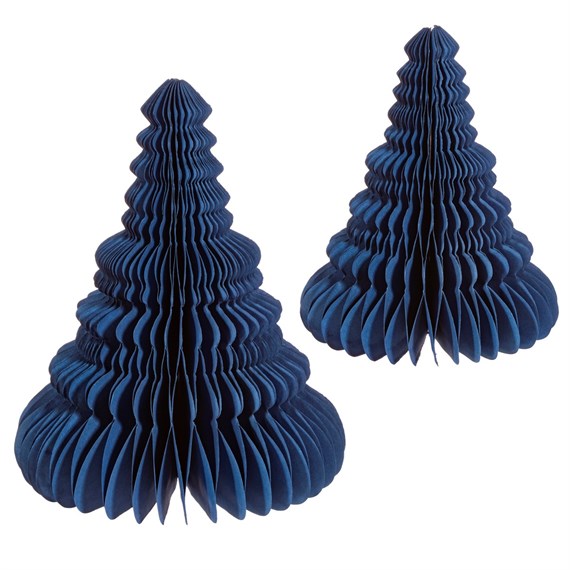 Blue Honeycomb Tree Standing Decoration - Set of 2