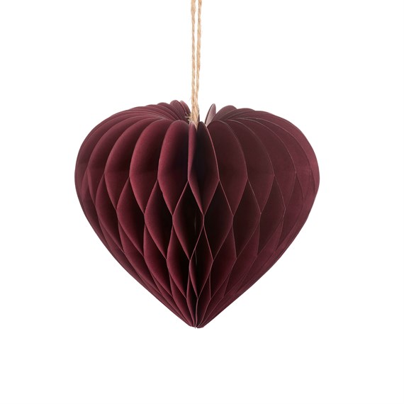 Deep Red Heart Honeycomb Paper Decoration