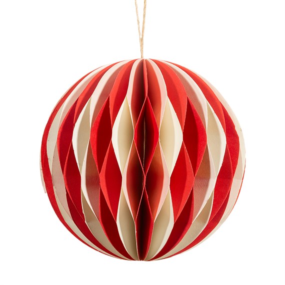 Red & White Paper Honeycomb Hanging Decoration
