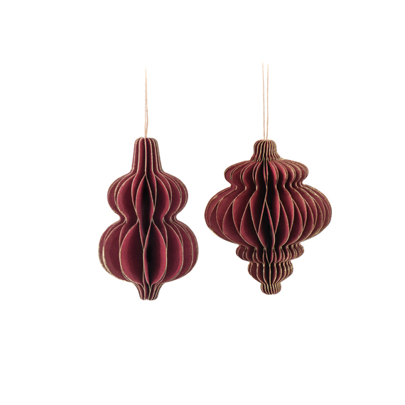 Deep Red Gold Trimmed Honeycomb Paper Decoration - Assorted