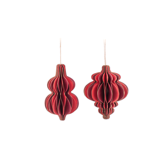 Two Tone Red Gold Trimmed Honeycomb Paper Decoration - Assorted