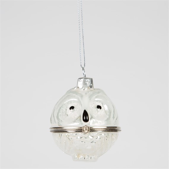 Imperial Owl Shaped Bauble White