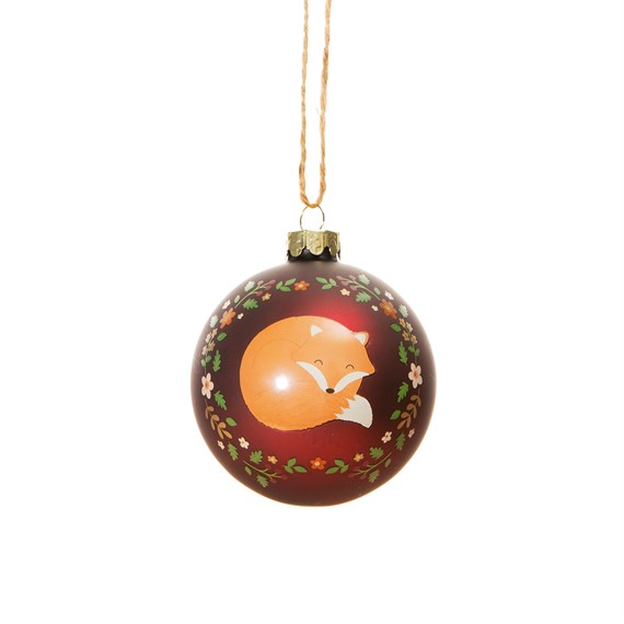 Woodland Fox Glass Bauble