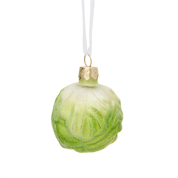 Fun Food Brussels Sprout Glitter Shaped Bauble