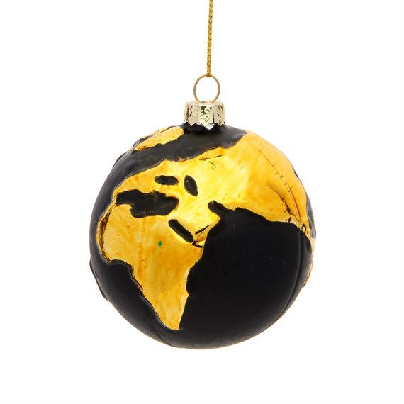 Gold Planet Earth Shaped Bauble