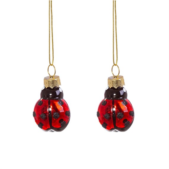 Ladybird Shaped Mini Baubles - Set of 2