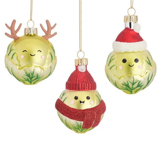 Festive Brussels Sprouts Shaped Bauble Assorted
