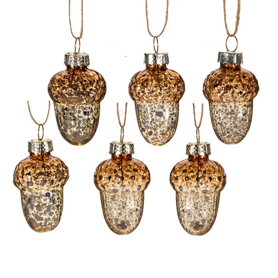 Golden Acorn Baubles - Set of 6