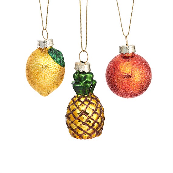 Mini Tropical Fruit Baubles - Set of 3