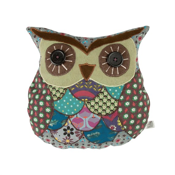 Mabel Patchwork Owl Cushion with Inner